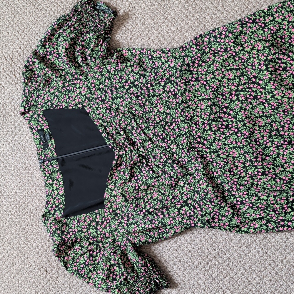 J Crew Sweetheart Neckline Floral Smocked Sleeve Midi Dress 12 - Picture 9 of 14